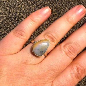 2/$30 White, gray, and coral Stone ring, silver